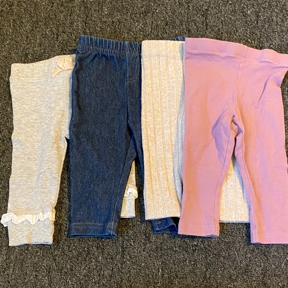 Kids Leggings - Light Gray, Denim Blue, Beige, Light Pink